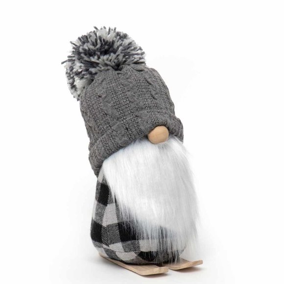 New Lars Winter Gnome Plaid on Skis pom pom hat - Picture 1 of 7